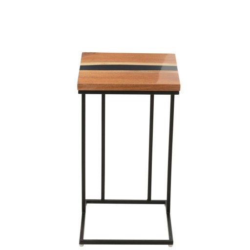 J-Line bijzettafel Vierkant - hout/epoxyhars - naturel/zwart