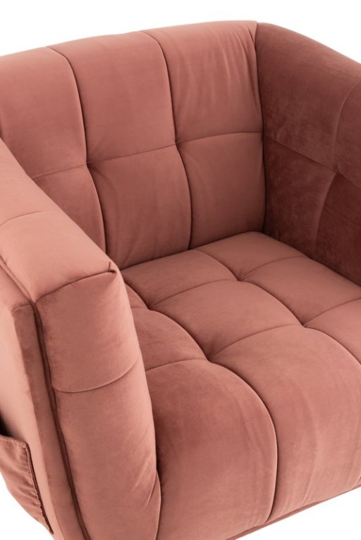 J-Line lounge chair 1-seater - textile/wood/metal - antique pink