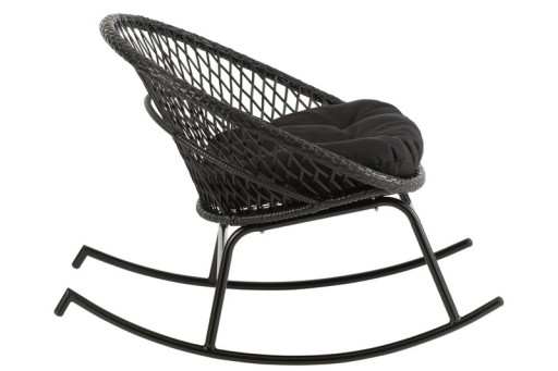 J-Line rocking chair + cushion Zayo - metal/wicker - black