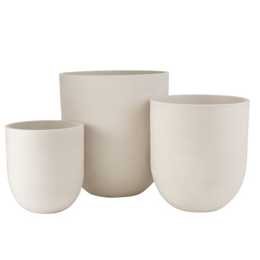 J-Line Bloempot Rond Hoog | Keramiek | Wit | Set van 3 | Ø 58,5 cm – Binnen & Buiten - Product afbeelding