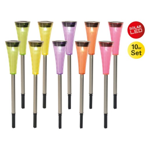 10er Set LED Solar-Erdspieß "Multi"