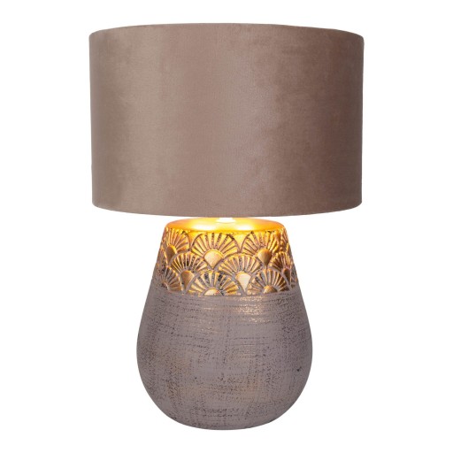 Keramische tafellamp "Bronco", tafellamp, keramiek, beige/grijs/goud, met E14 -aansluiting, voor eetkamer, woonkamer, gang of kantoor, 39 cm hoog