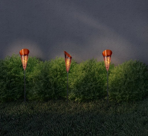 LED Solar-Erdspieß "TORCH" Außen-Erdspieß aus Metall und Kunststoff in Kupfer, mit integrierter LED