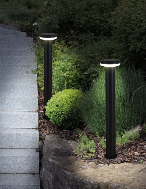 LED outer socket light "mushroom", made of metal and plastic in anthracite, with integrated LED