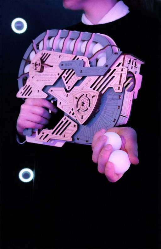 Eco Wood Art 3D Mechanische Puzzel, Ping Pong Gun, 4189, 38,7x9,6x29,8cm