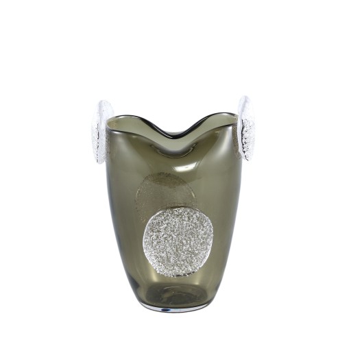 Giah Green Solid Glass Vase With Deco Rounds S