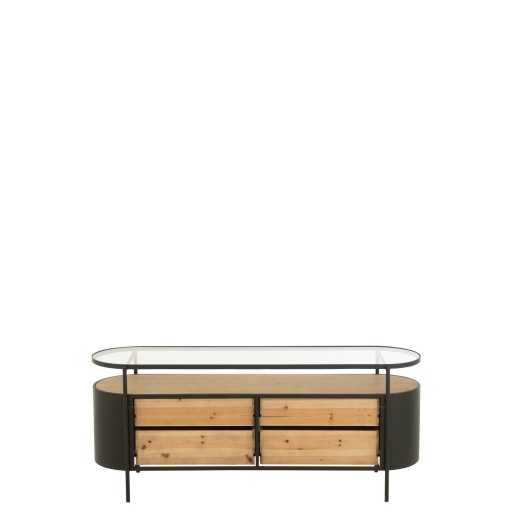 J-Line Kast Ivy Ijzer Naturel/Zwart