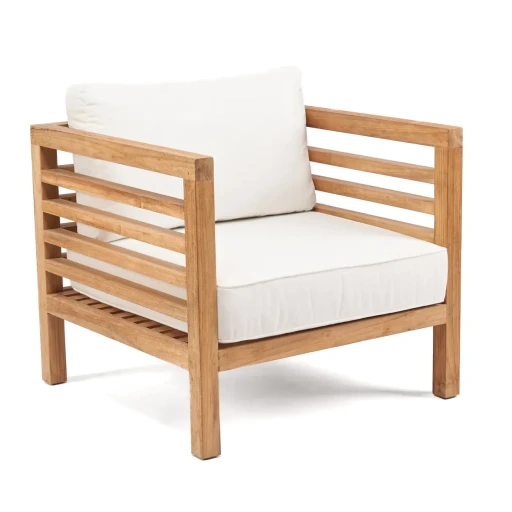 Moyo Modulaire Eenzitsbank | Natural & Wit | Gerecycled Teakhout | Duurzaam Buitenmeubel