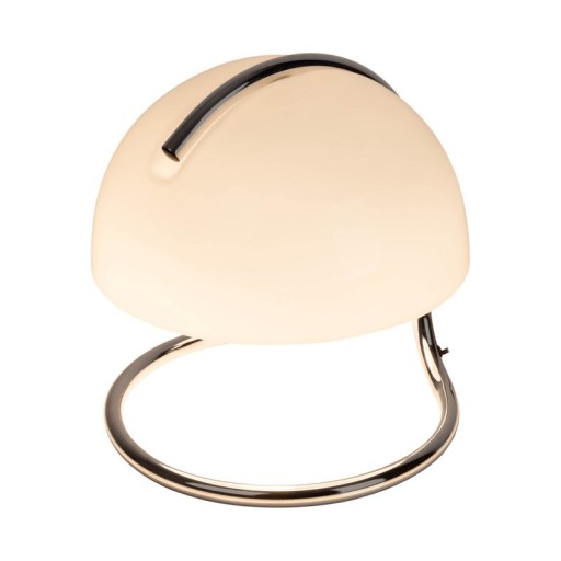 Table lamp "Burano" white, approx. 25 cm high, Ø 23.5 cm, made of chrome -colored metal and black glass, E27.