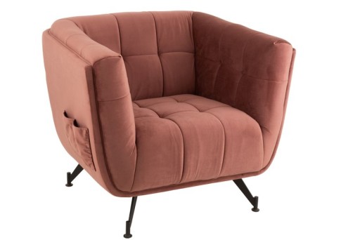 J-Line lounge chair 1-seater - textile/wood/metal - antique pink