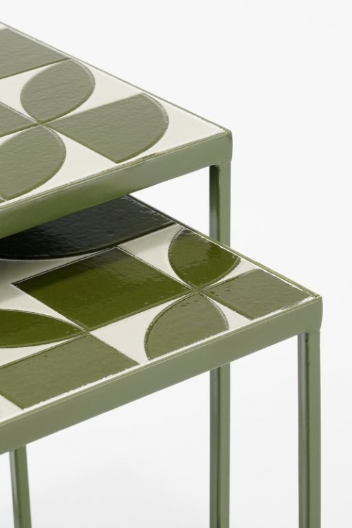 Bologna side table outside - Set of 2 - L38 x B38 x H48 cm - Metal - Green