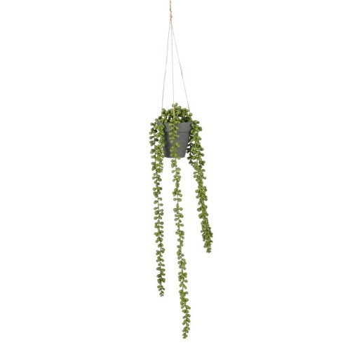Kunstplant Senecio in Bloempot | Hang Erwtenplant H56 x Ø9 cm | Lichtgroen
