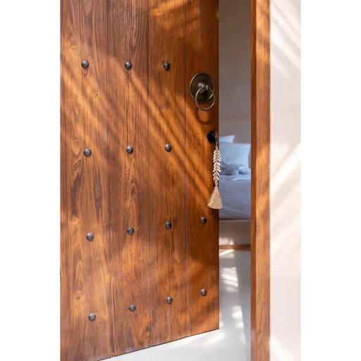 De Raffia Fishbone Keychain - Natural White