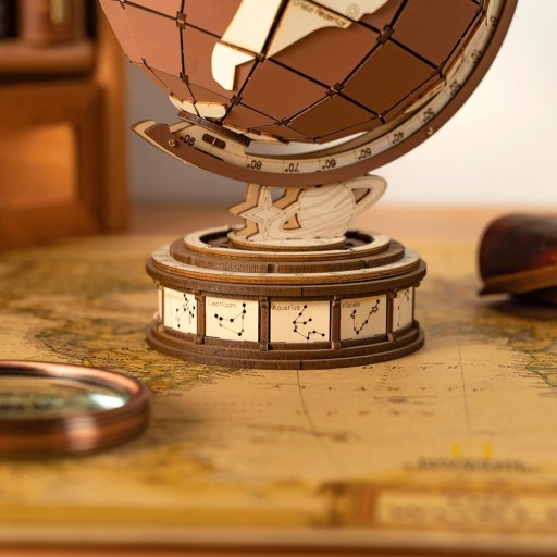 Robotime, 3D Houten Puzzel Globe Wonders, TGM01, 16,2x14,6x23,4cm