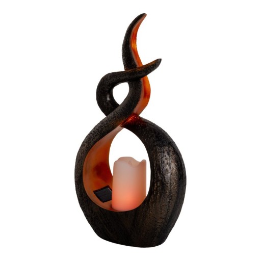 LED solar decol light "candle flame", for outside, brown plastic, integrated LED.