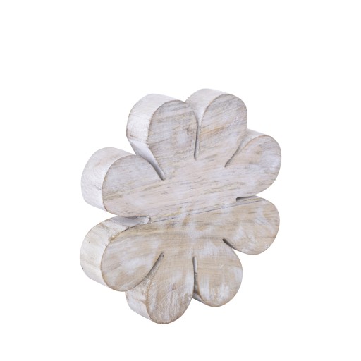 Zaniel Light Grey Mango Wood Flower Shaped StatueL
