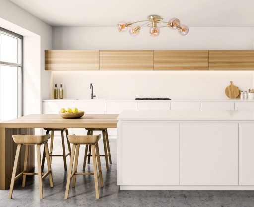 5er Spot/Deckenleuchte "LIBBY" Messing, klassische Deckenlampe aus messingfarbenem Metall und getöntem Glas in Amber, mit E14-Fassung, für Esszimmer, Wohnzimmer, Diele oder Büro, 65,5 cm lang