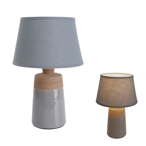 Ceramic table lamp "Talia", table lamp made of ceramic, beige/gray, with E14 socket, for dining room, living room, hallway or office, 31 cm high