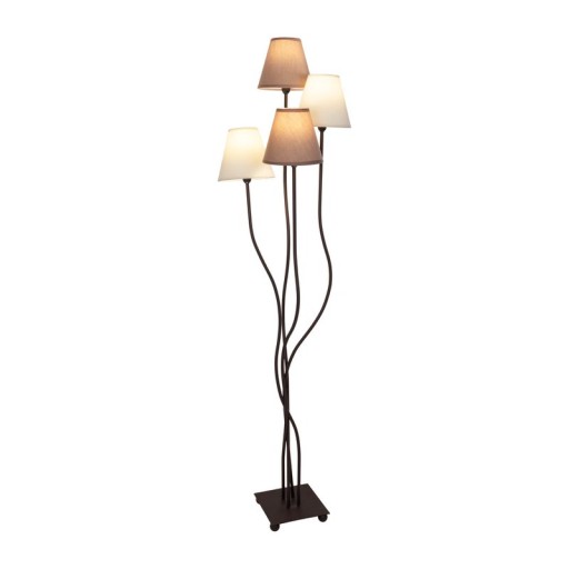 Textile standing lamp 4-flame "boho", floor lamp in beige/brown, with E14 socket, for dining room, living room, hallway or office, 138 cm high