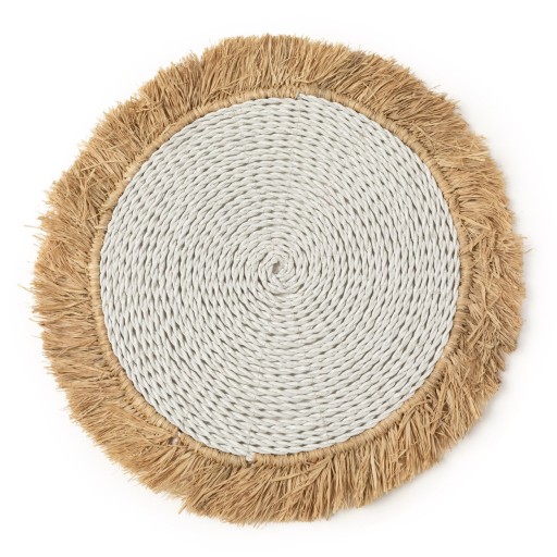 Seagrass Raffia Placemat | Handgemaakt | Wit/Naturel - Product afbeelding