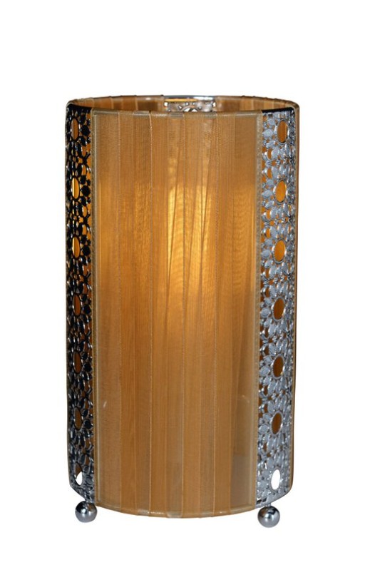 Fabric table lamp "Sheryl" made of metal, plastic and textile in brown, E14