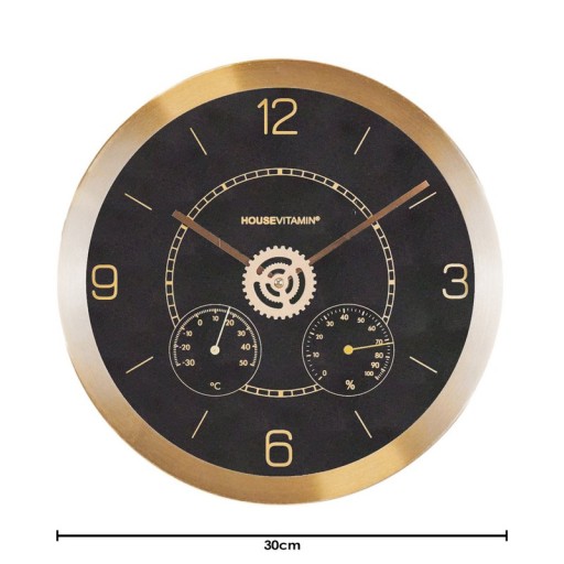 Wall Clock - Subdials - Metal/Glass - Black - 30x4,2x30cm