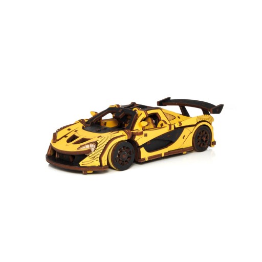 Eco Wood Art, (EWA) DIY 3D Mechanical Model Racing Car Yelow, 4042, 21x9,5x5,7cm