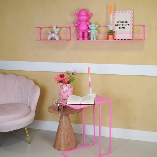 Wandplank - Metaal - Neon Pink - Set van 2 - 40 | 80x14x16cm
