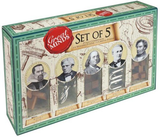 Brainteaser Great Minds of 5 (3x wood and 2x metal) Puzzles, Logica Giochi, LG812