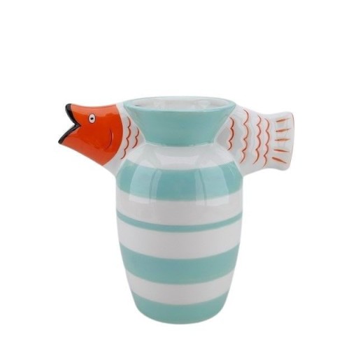 Vase - Fish- Dolomite -Mint/White/Orange -23x12.5x21cm