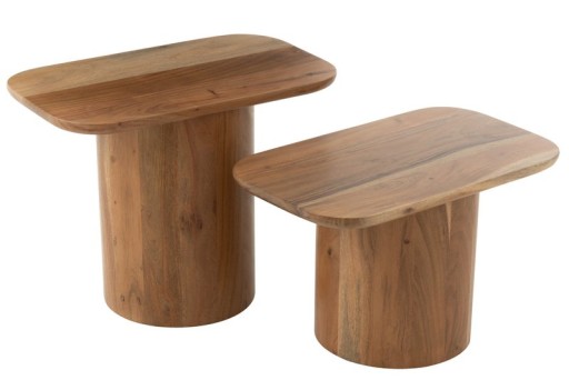J -Line Side Table Acacia - Wood - Natural - Set of 6