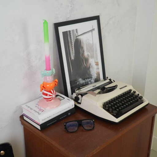 Kandelaar - Stapled Toffee Candy - Dolomite - Red Swirl Multi Color - 11x11x18cm