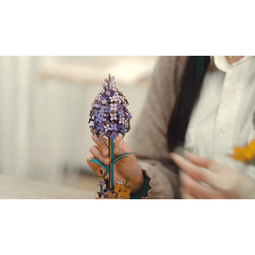 Robotime, DIY Houten Bloem Lilac, Lila Sering, TW021, 7,5x7x22,5cm