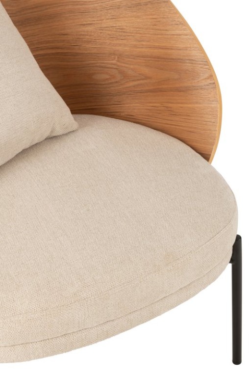 J-Line Loungestoel Lone Multiplex/Metaal Naturel/Beige