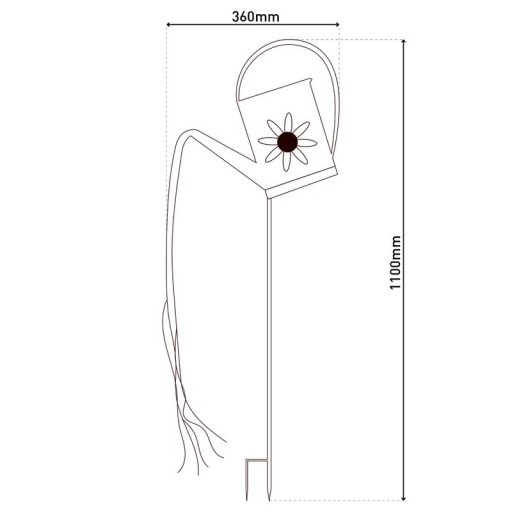 LED solar earth skewer (watering can) h: 110cm galvanized, for outside, ground skewer made of metal and plastic in silver, with integrated LED