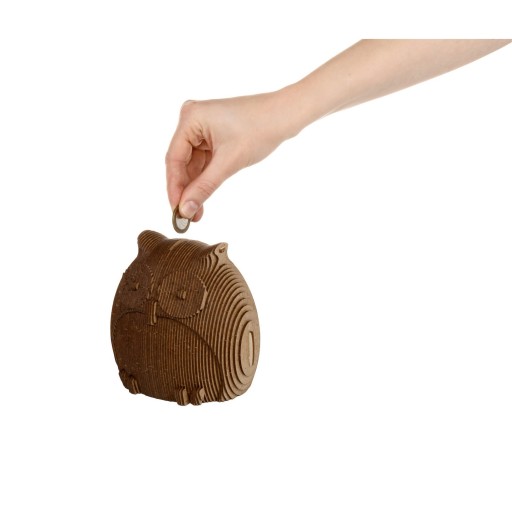 Eco Wood Art (EWA) 3D Houten Bouwset Spaarpot Uil/Owl, 3809, 15x9,1x15,7cm