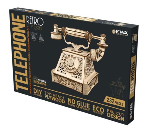 3D wooden puzzle, Retro Telephone, Eco Wood Art, 3861, 21.2x22x27.8 cm