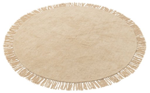 J-Line carpet Round + Fringes - cotton - beige