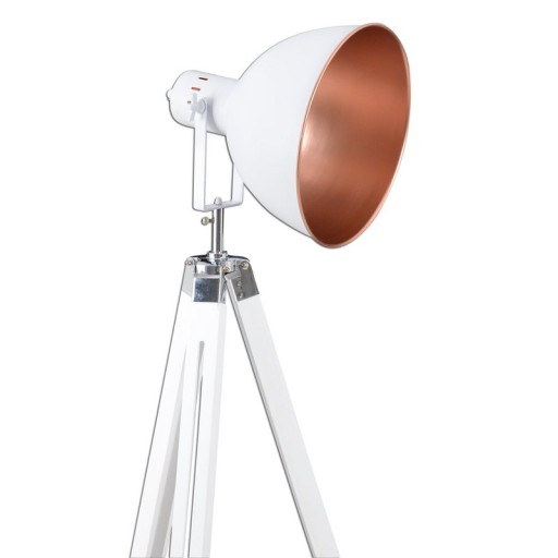 Standing lamp three-legged "" Christie "" made of metal and white painted Hol, E27, 90-130cm high