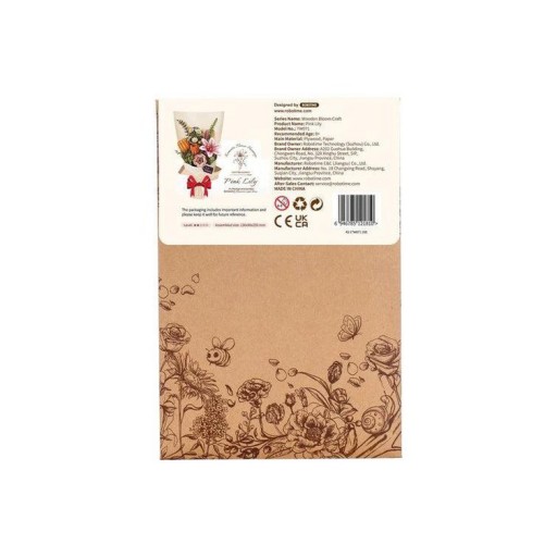 Robotime, DIY Houten Bloem Pink Lily, Roze Lelie, TW071,