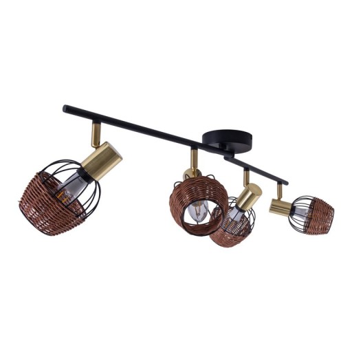 4 ceiling lamp "Corbis", metal spot in black, and gold, with E14 socket, for dining room, living room, hallway or office, ceiling lamp inside, 78 cm long