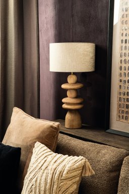 Callain Natural Mango Wood Table Lamp Base Round