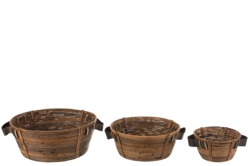 J-Line bowl + handle - rattan B- brown - 3 pieces