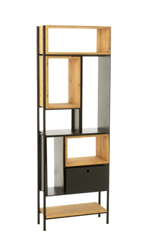 J-Line Shelf Tina Wood/Iron Black/Natural Small