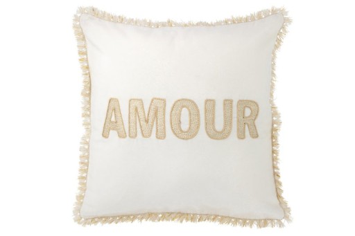 J-Line coussin Amour - textile - white/gold