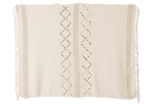 J-Line Plaid diamonds + fringes - cotton - sequins/white/gold