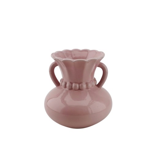 Vaas - parelhals - steengoed lichtroze- 14x14x15cm