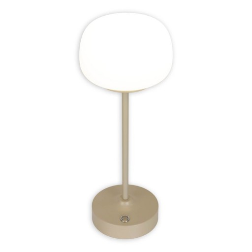 LED battery/ table lamp "Pina" 30 cm high, made of metal (beige) and glass (white), integrated LEDs, warm white