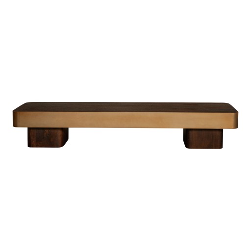 Warren Coffee Table 180x45x31 Brown Wood Gold Mtl