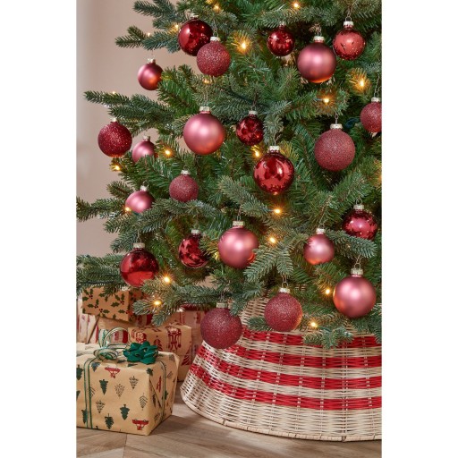 Kerstballen Set - 42 Stuks - Ø7 cm - Glas - Donkerrood